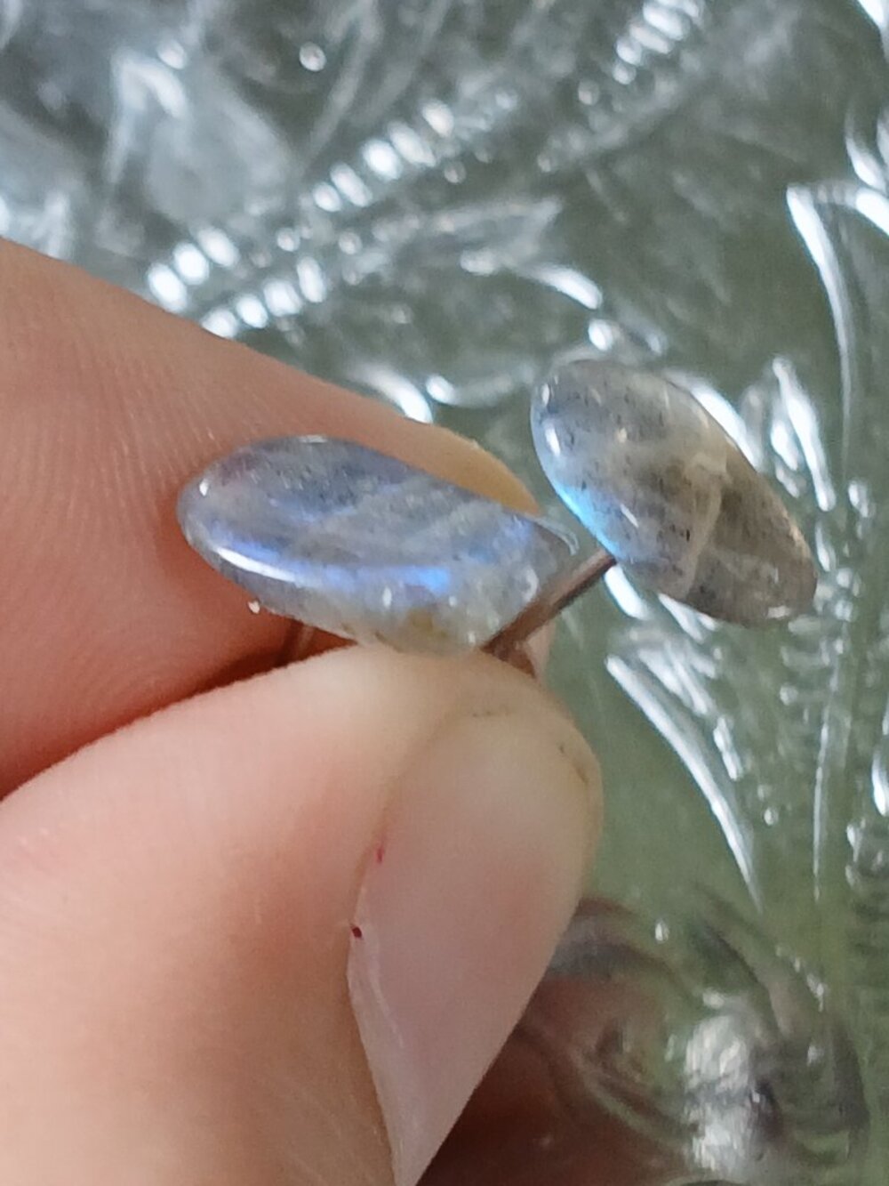 Labradorite Crystal Chip Hypoallergenic Stud Earrings